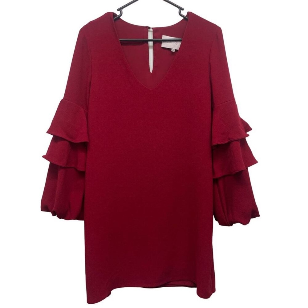 Charles Henry Red Ruffle Sleeve Cocktail Dress M